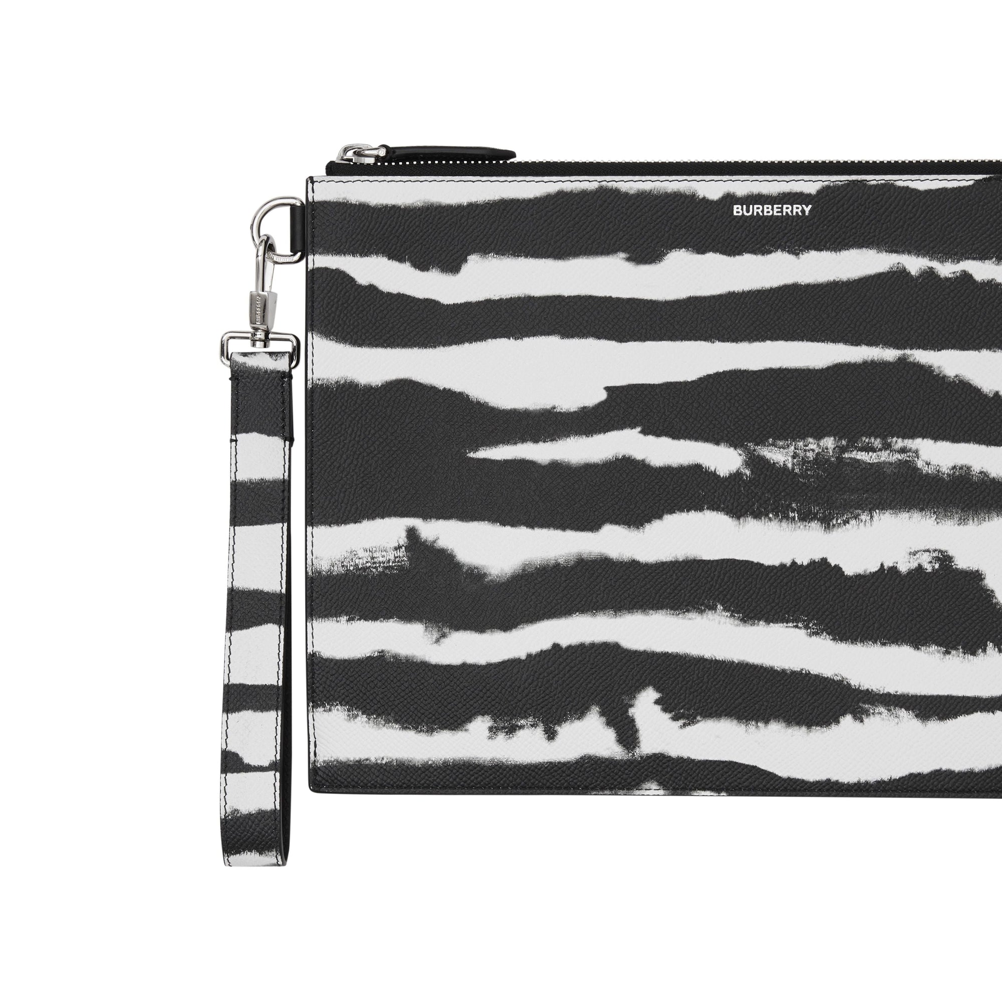 ZEBRA PRINT Pochette zippée en cuir à imprimé aquarelle