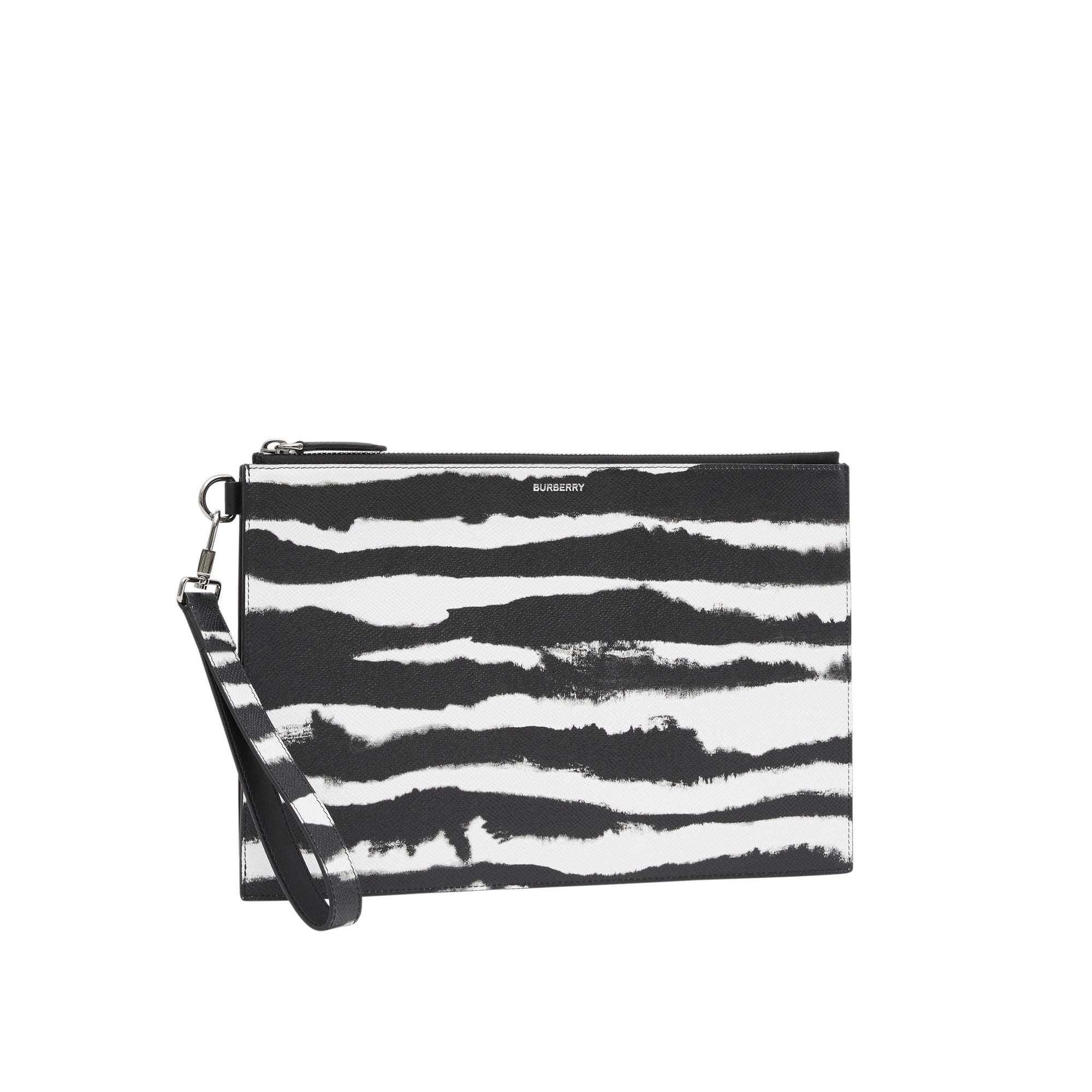 ZEBRA PRINT Pochette zippée en cuir à imprimé aquarelle