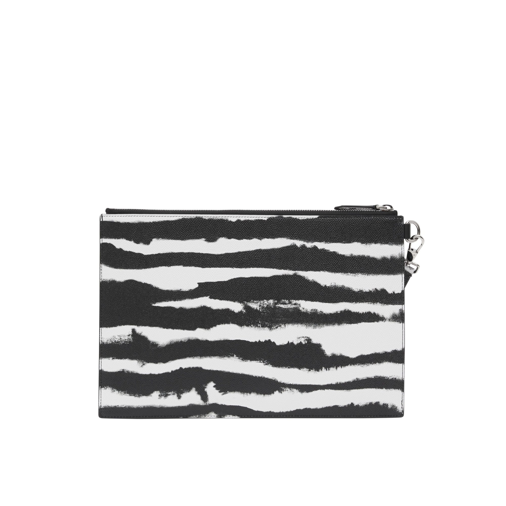 ZEBRA PRINT Pochette zippée en cuir à imprimé aquarelle