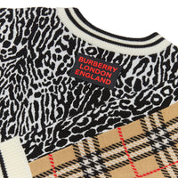 LEOPARD PRINT Robe pull en laine mérinos à motif check et léopard