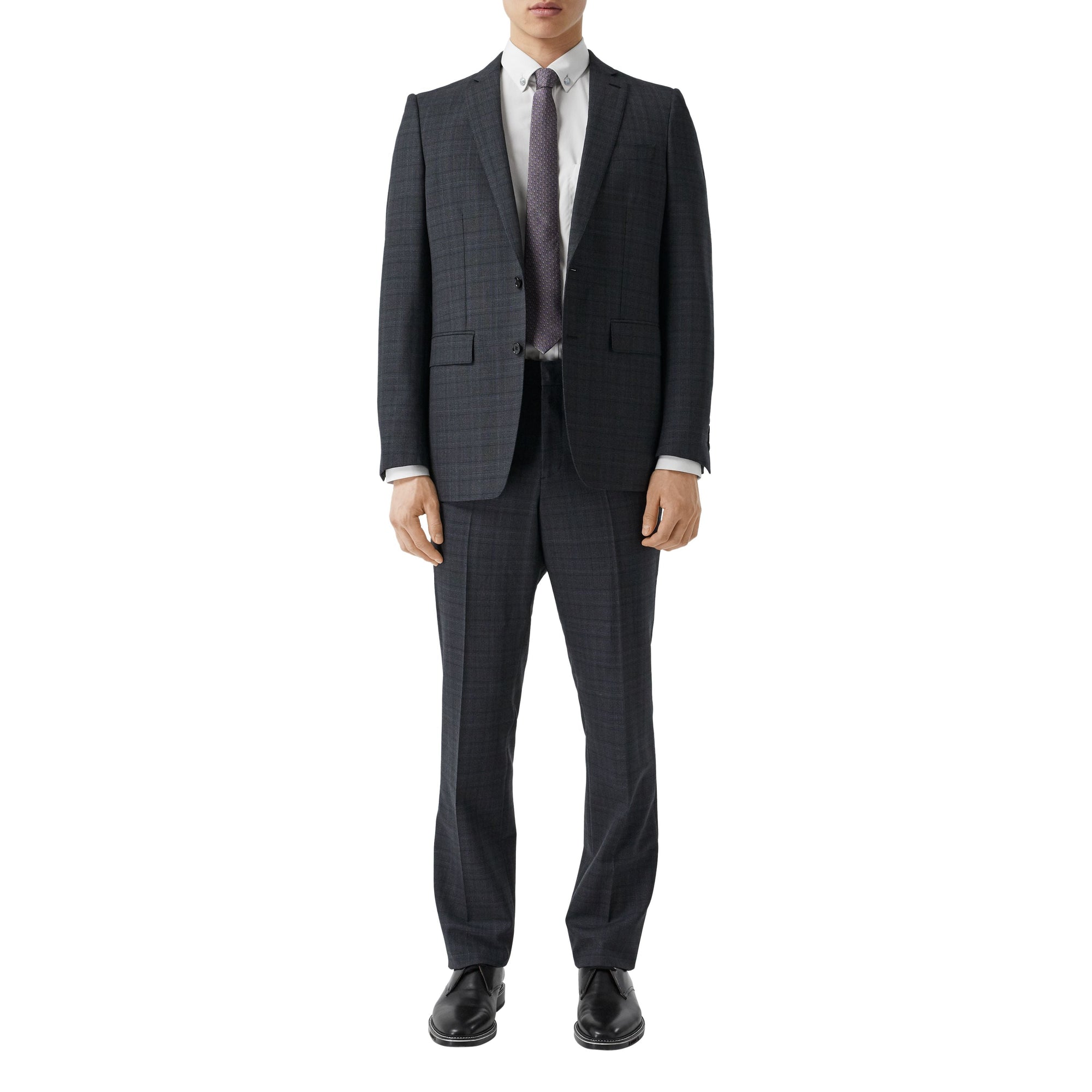 STEEL BLUE PATTERN Costume en laine check
