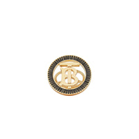 Bague monogram plaquée or avec cristal - Noir jais
