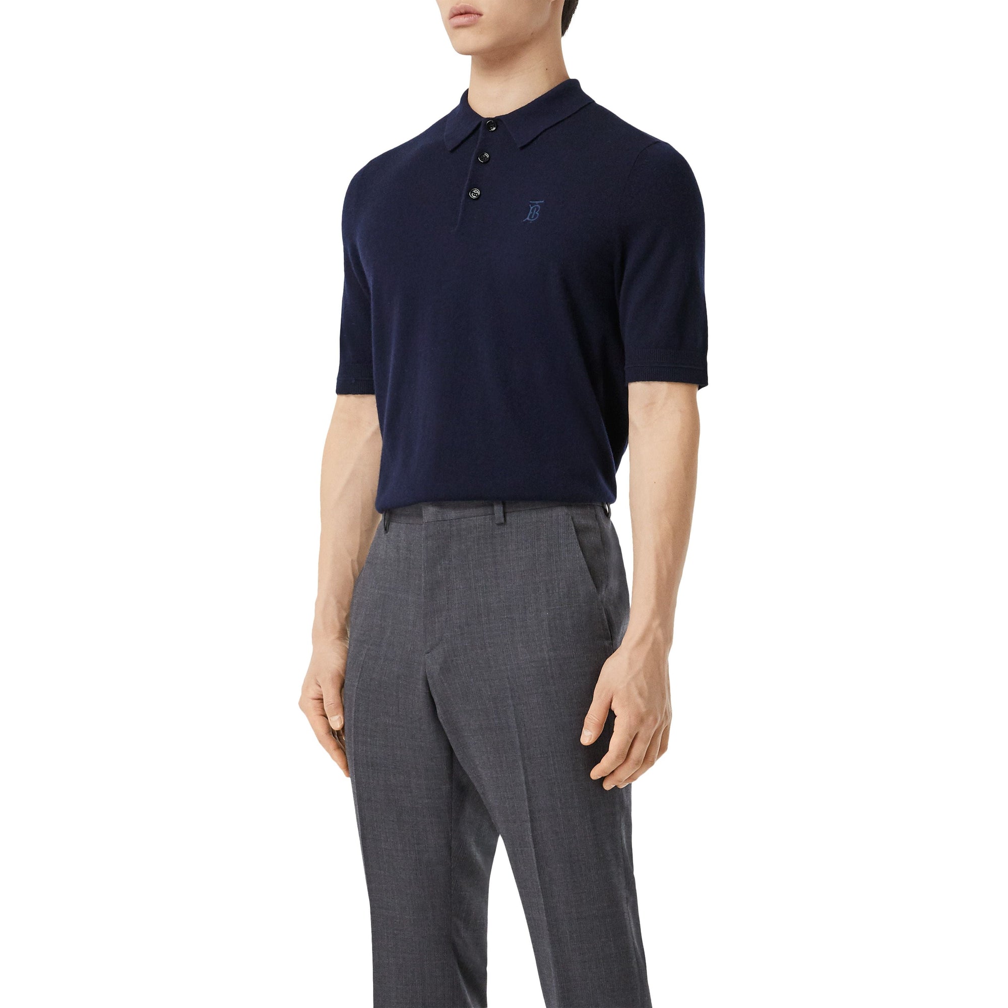 NAVY Polo en cachemire Monogram