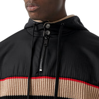 BLACK Hoodie en maille de laine et cachemire côtelée à rayures iconiques