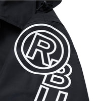 Paletot en coton technique à logo avec capuche amovible - Noir