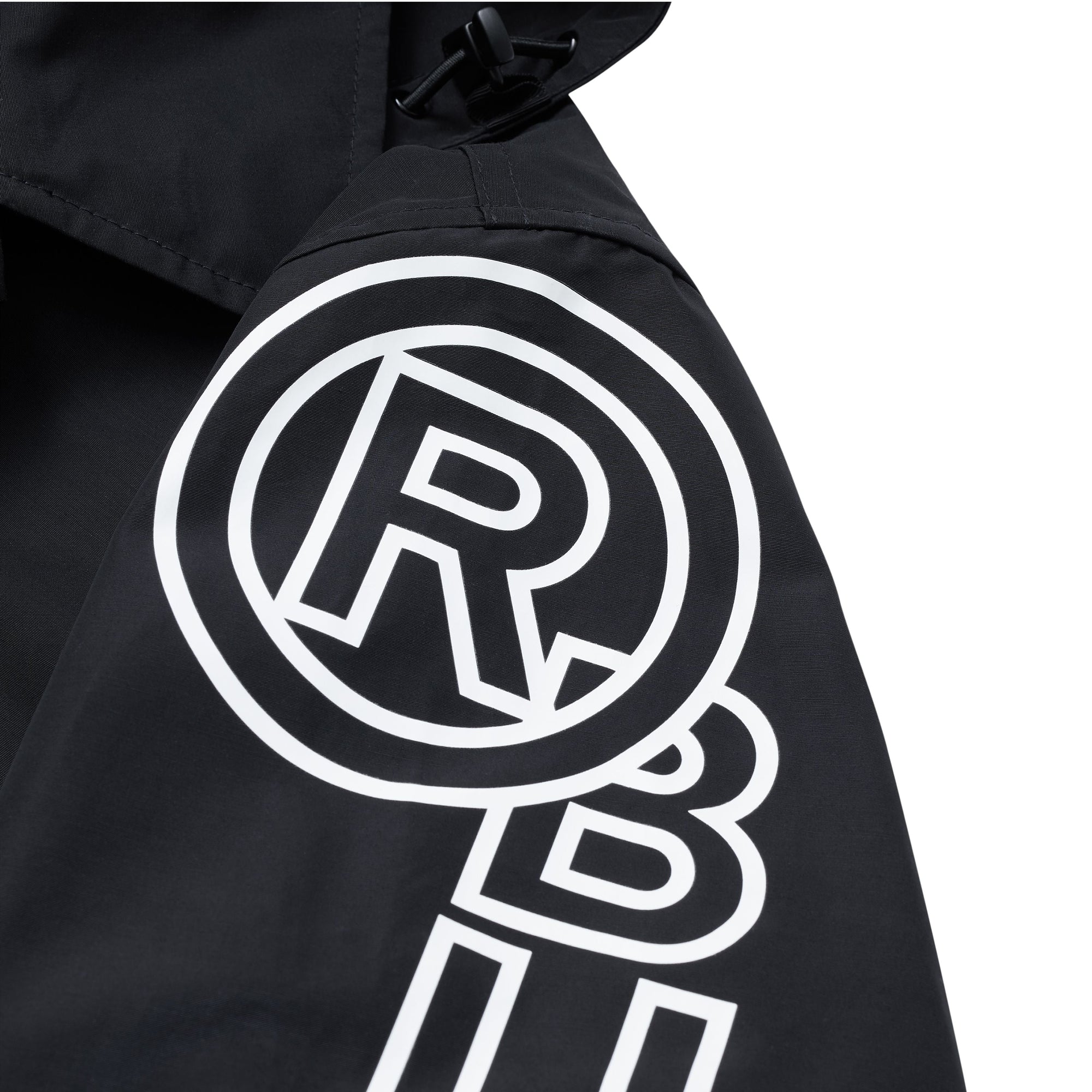 Paletot en coton technique à logo avec capuche amovible - Noir