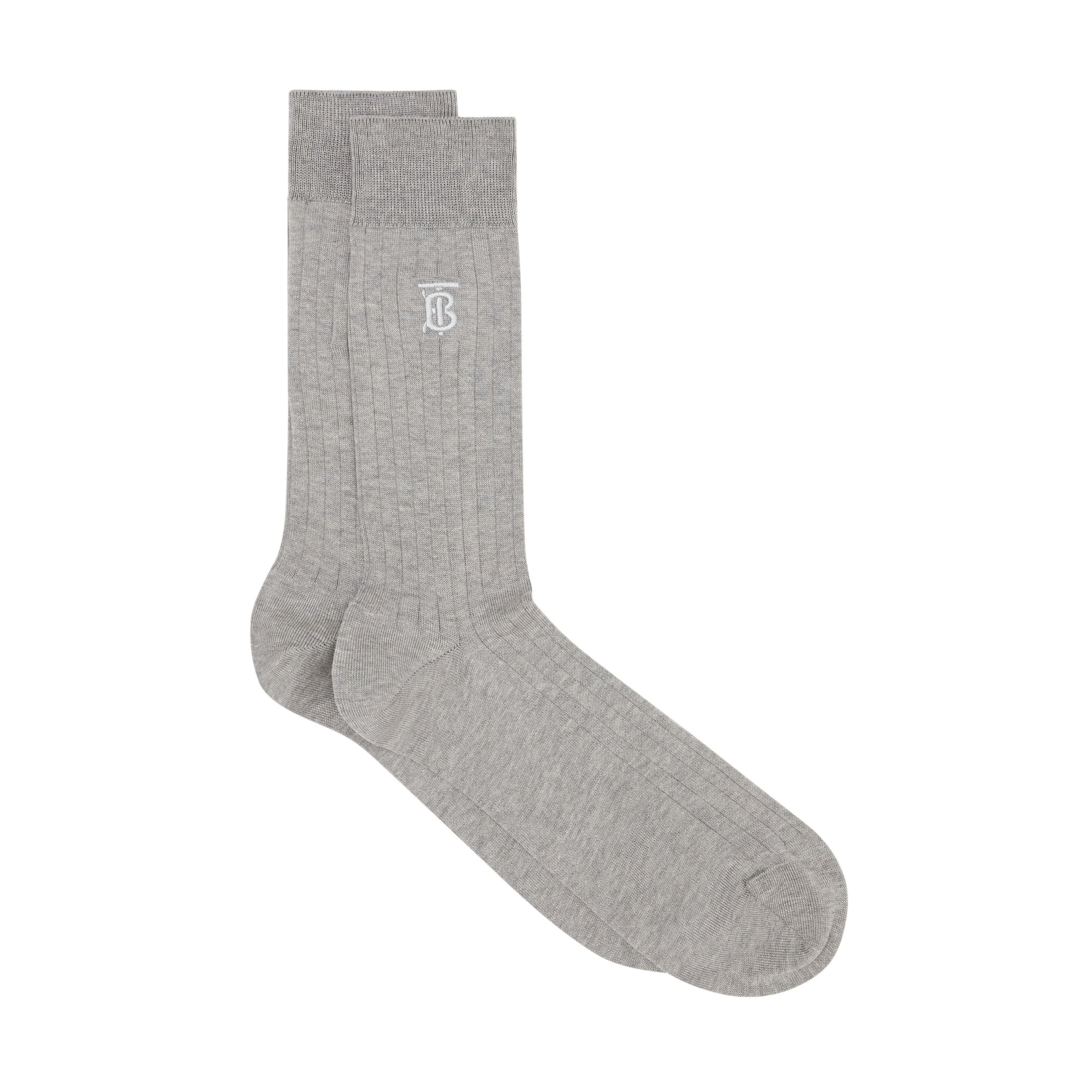 Chaussettes en coton mélangé monogram - Gris