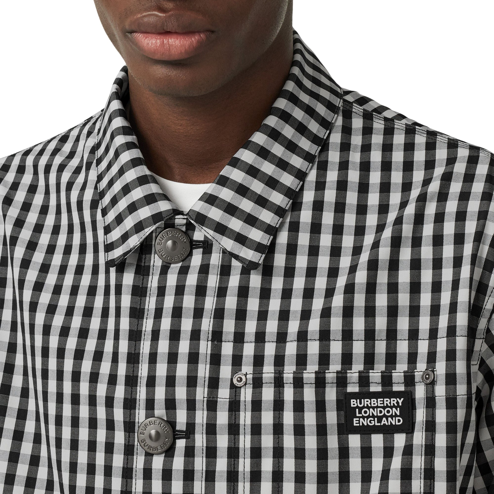 Veste en laine technique vichy - Noir