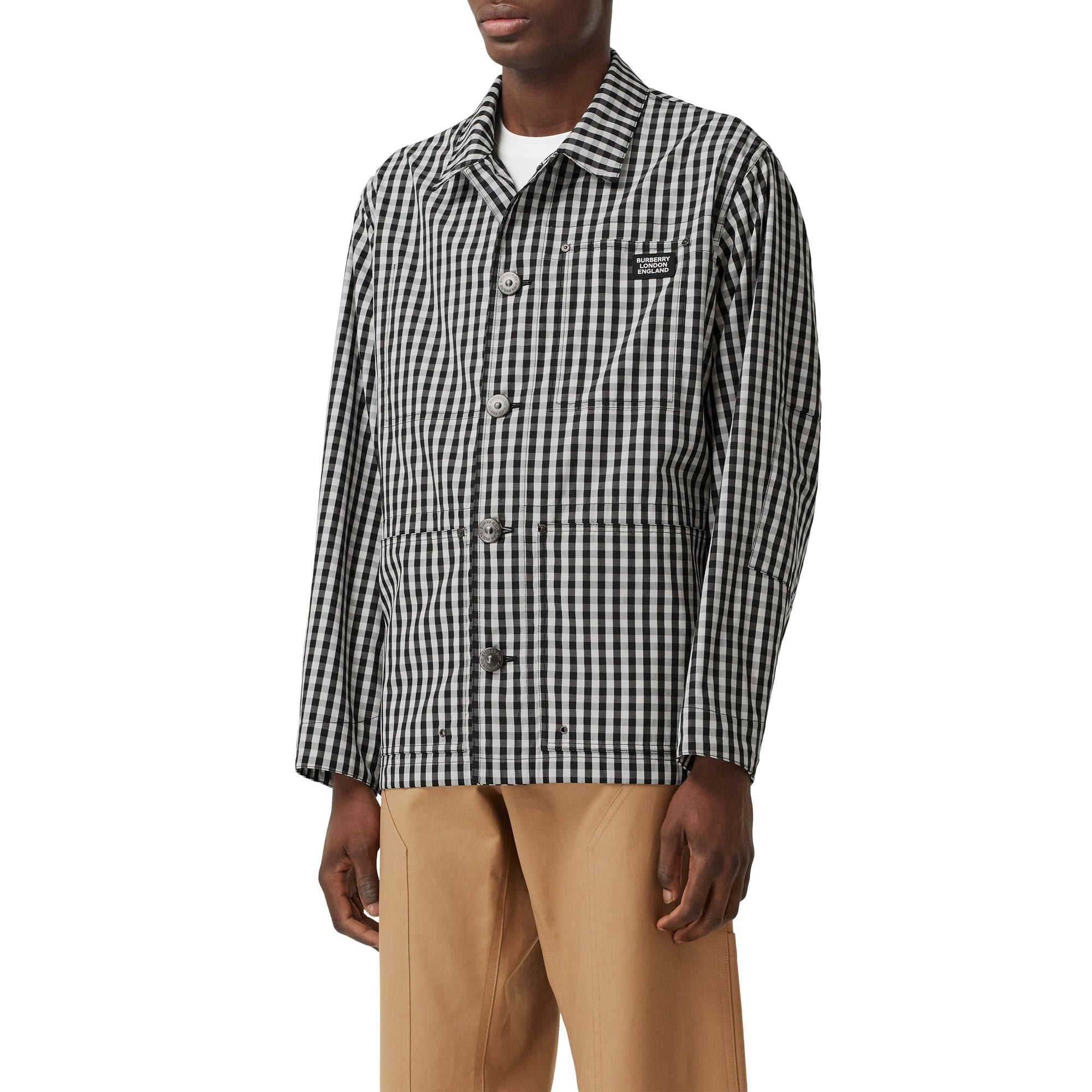 Veste en laine technique vichy - Noir