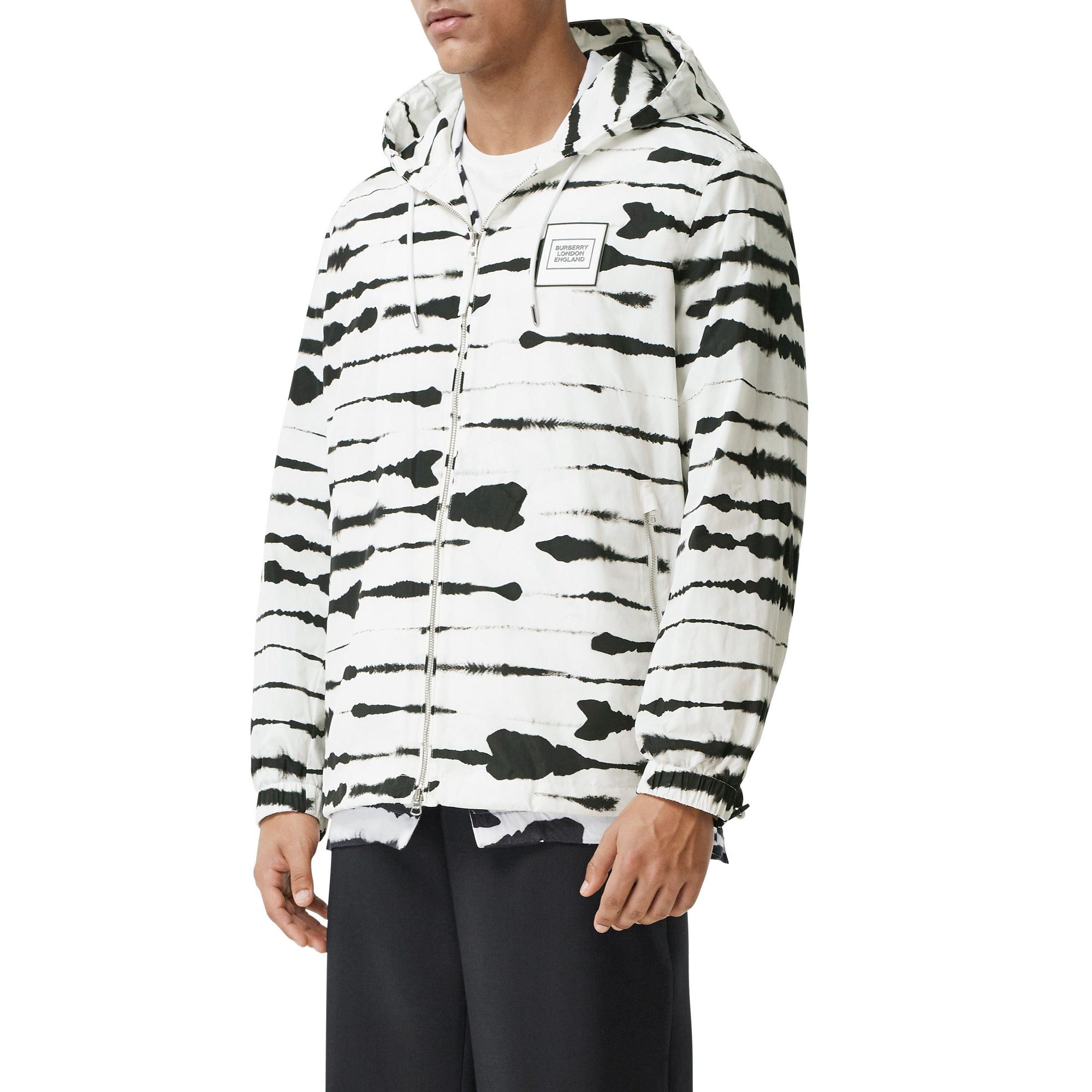 Veste à capuche à imprimé aquarelle avec logo appliqué - Monochrome