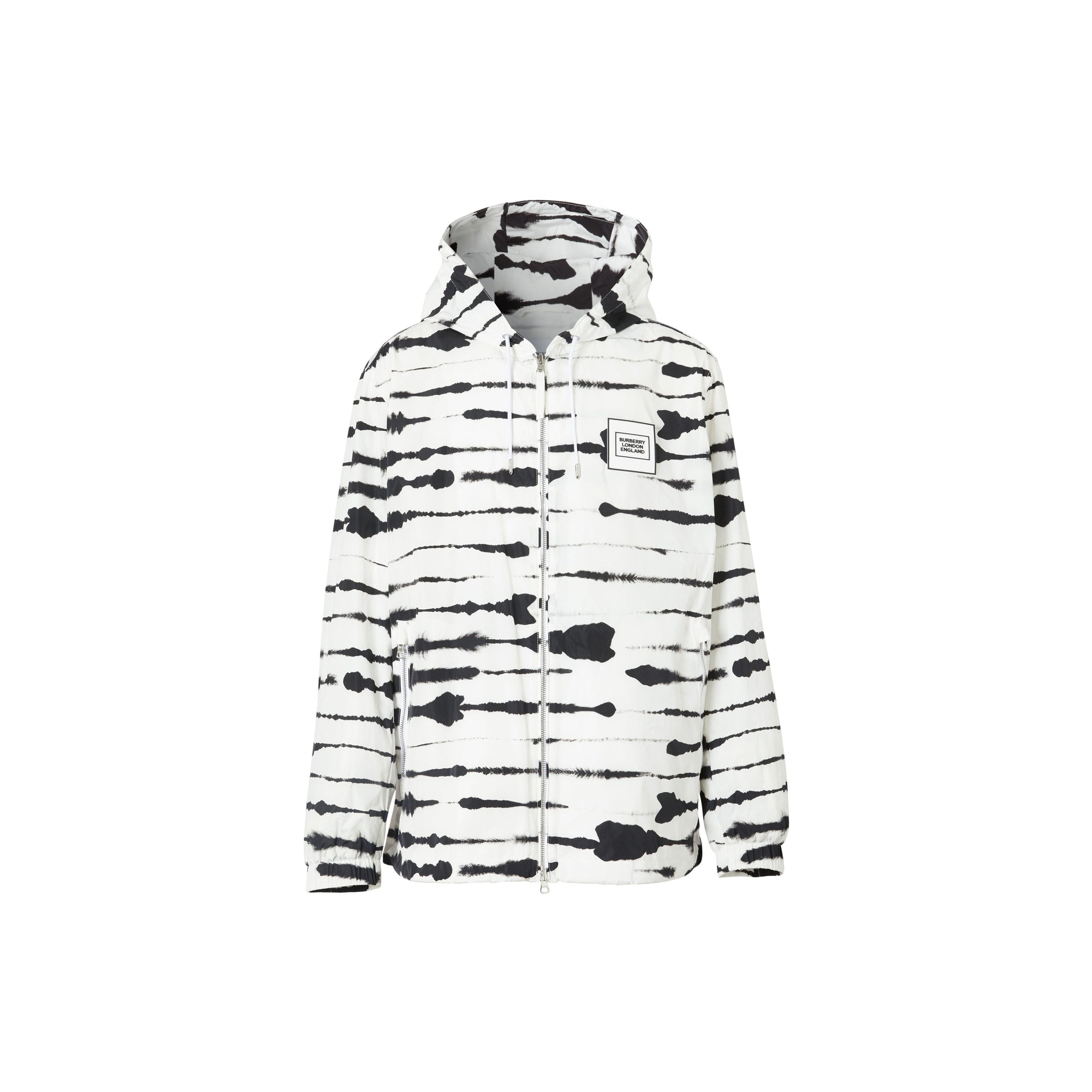 Veste à capuche à imprimé aquarelle avec logo appliqué - Monochrome