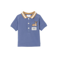 STEEL BLUE Polo en coton Monogram à motif daim