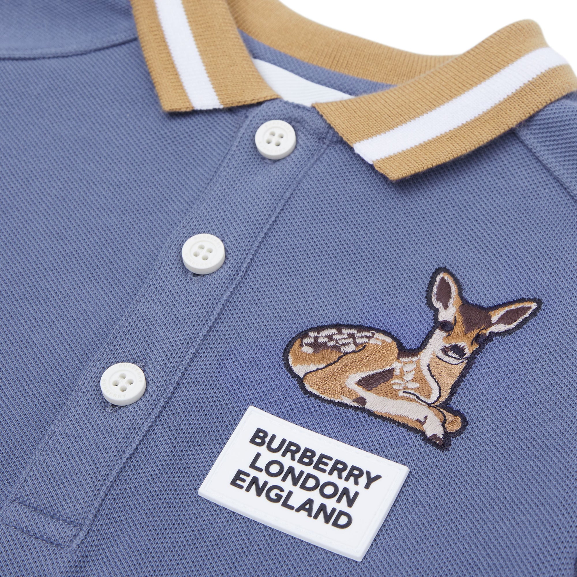 STEEL BLUE Polo en coton Monogram à motif daim