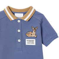 STEEL BLUE Polo en coton Monogram à motif daim