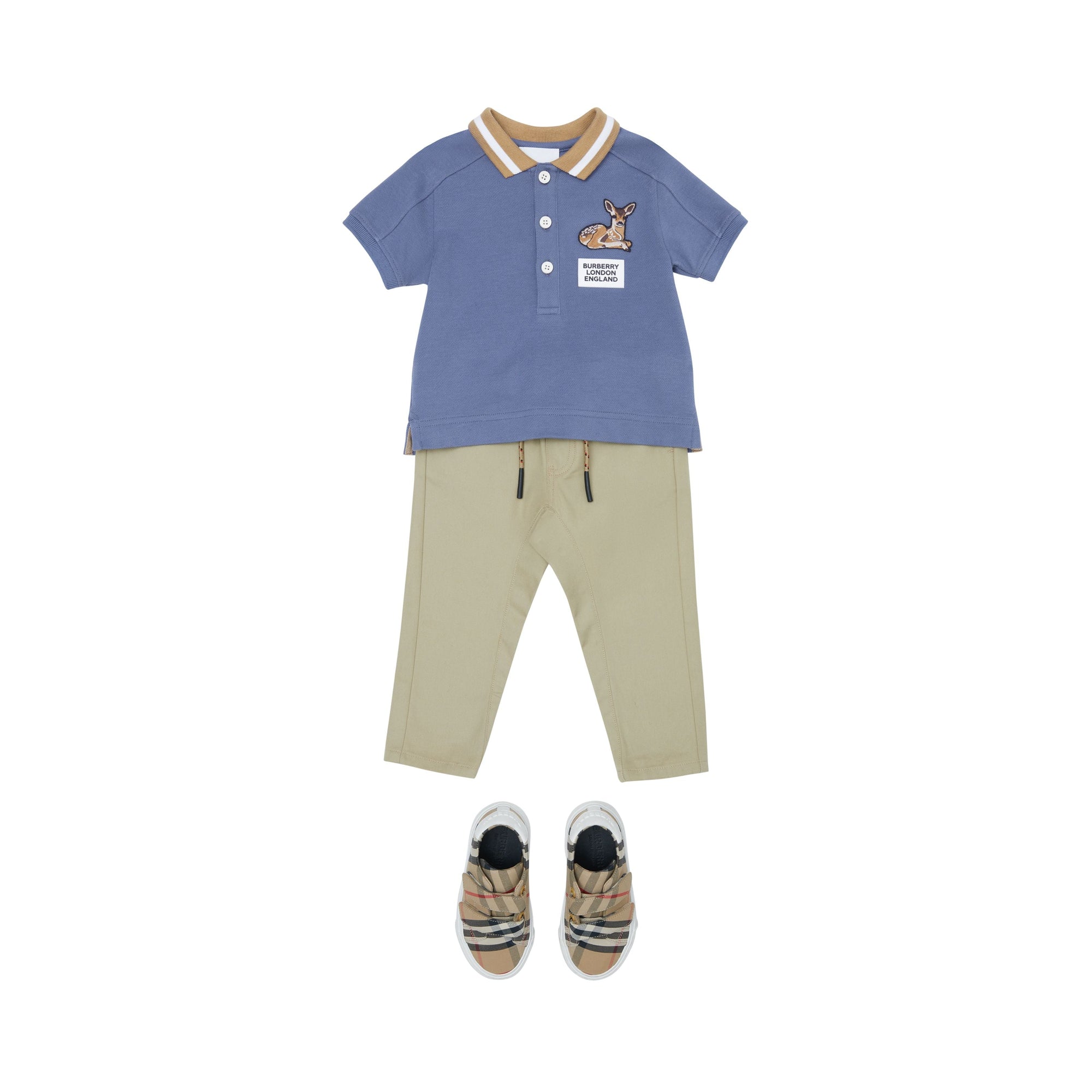 STEEL BLUE Polo en coton Monogram à motif daim