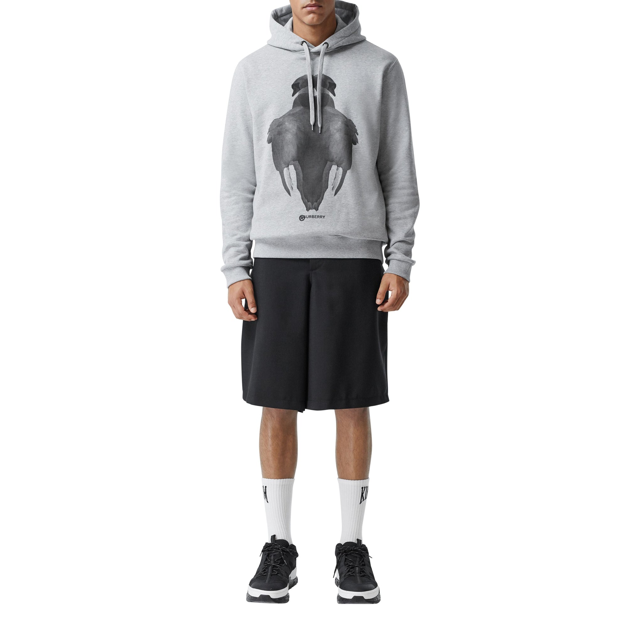 Hoodie en coton à imprimé montage - Camaïeu de gris pâles