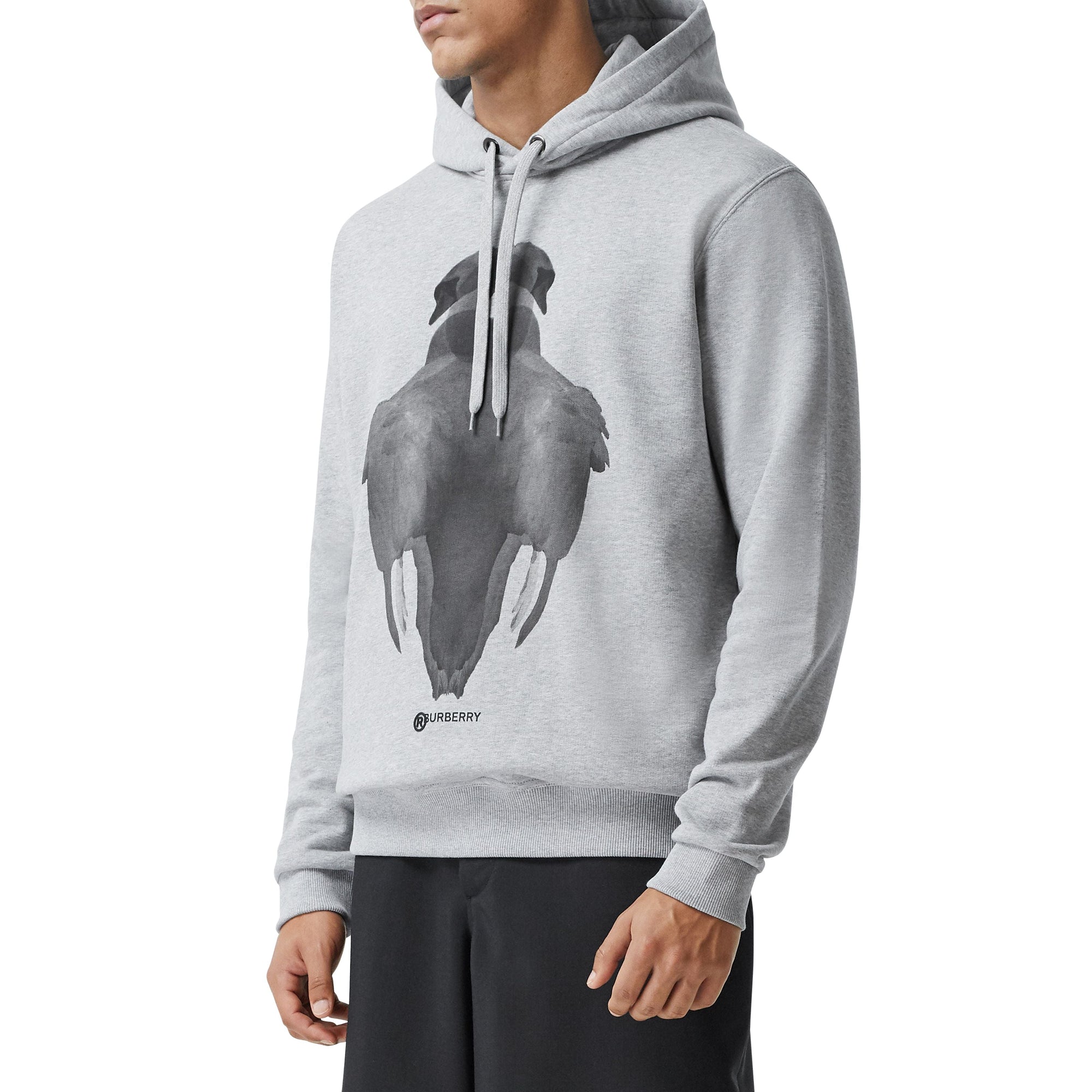 PALE GREY MELANGE Hoodie en coton à imprimé montage