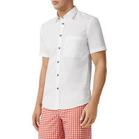 WHITE Chemise slim à manches courtes en popeline de coton stretch