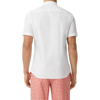 WHITE Chemise slim à manches courtes en popeline de coton stretch