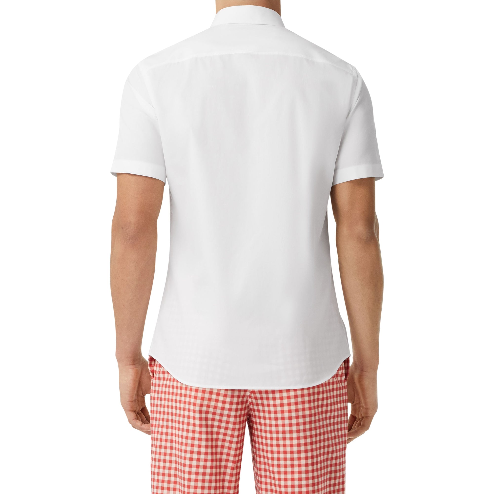 WHITE Chemise slim à manches courtes en popeline de coton stretch