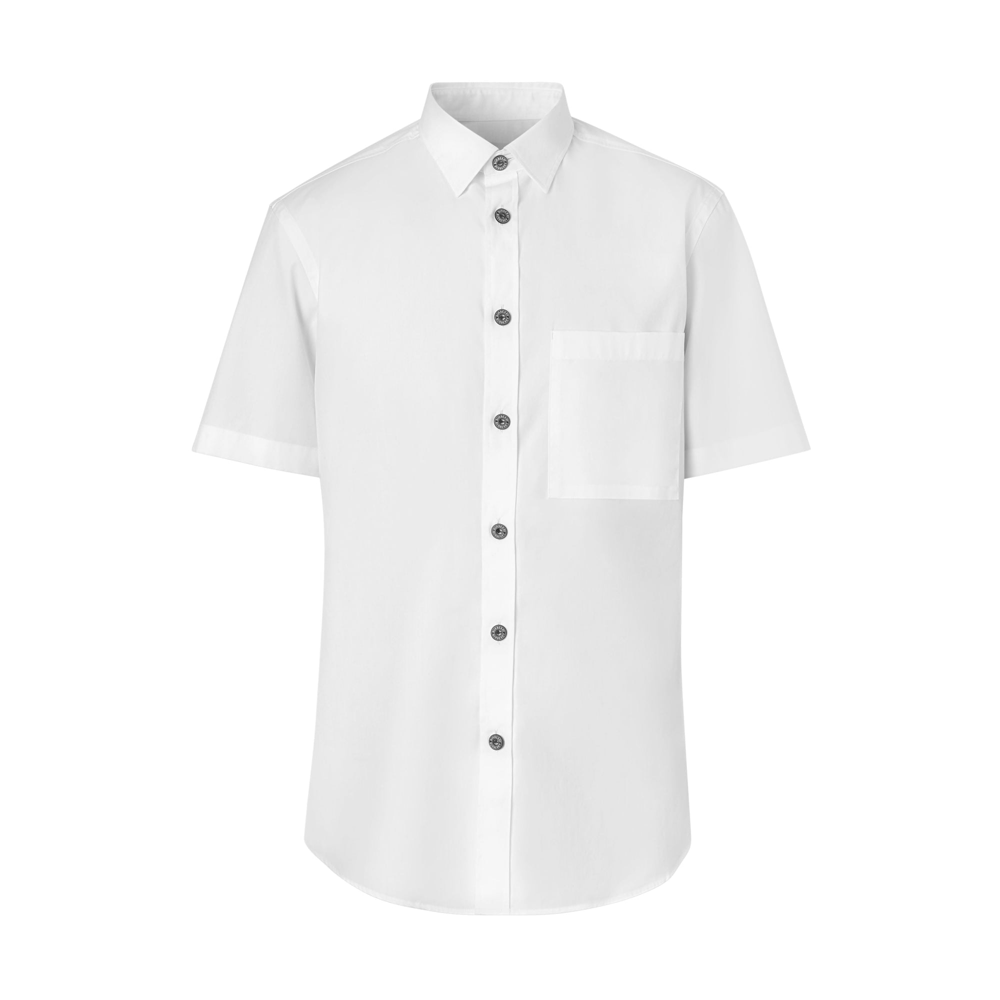 WHITE Chemise slim à manches courtes en popeline de coton stretch