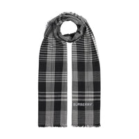 Écharpe légère en cachemire check avec logo brodé - Noir & blanc