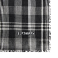 Écharpe légère en cachemire check avec logo brodé - Noir & blanc