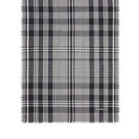 Écharpe légère en cachemire check avec logo brodé - Noir & blanc