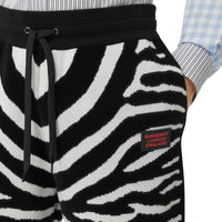 BLACK Short en jacquard de laine mélangée à motif zèbre et cordon de serrage