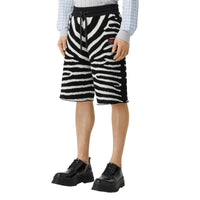 BLACK Short en jacquard de laine mélangée à motif zèbre et cordon de serrage