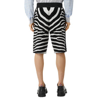 BLACK Short en jacquard de laine mélangée à motif zèbre et cordon de serrage