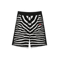 BLACK Short en jacquard de laine mélangée à motif zèbre et cordon de serrage