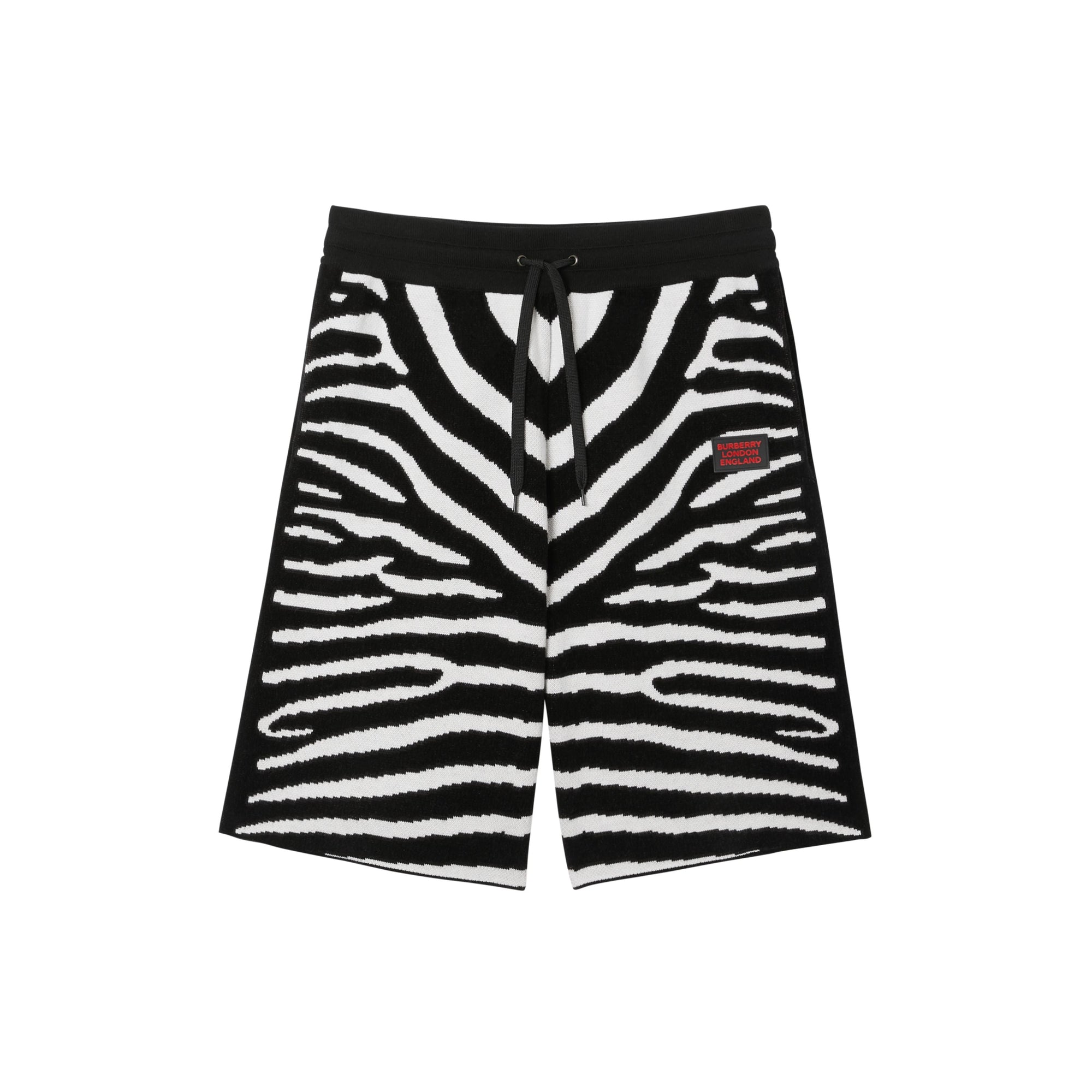 BLACK Short en jacquard de laine mélangée à motif zèbre et cordon de serrage
