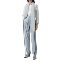 Grand carré de soie et laine en jacquard monogram - Gris galet clair