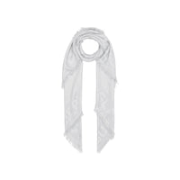 Grand carré de soie et laine en jacquard monogram - Gris galet clair
