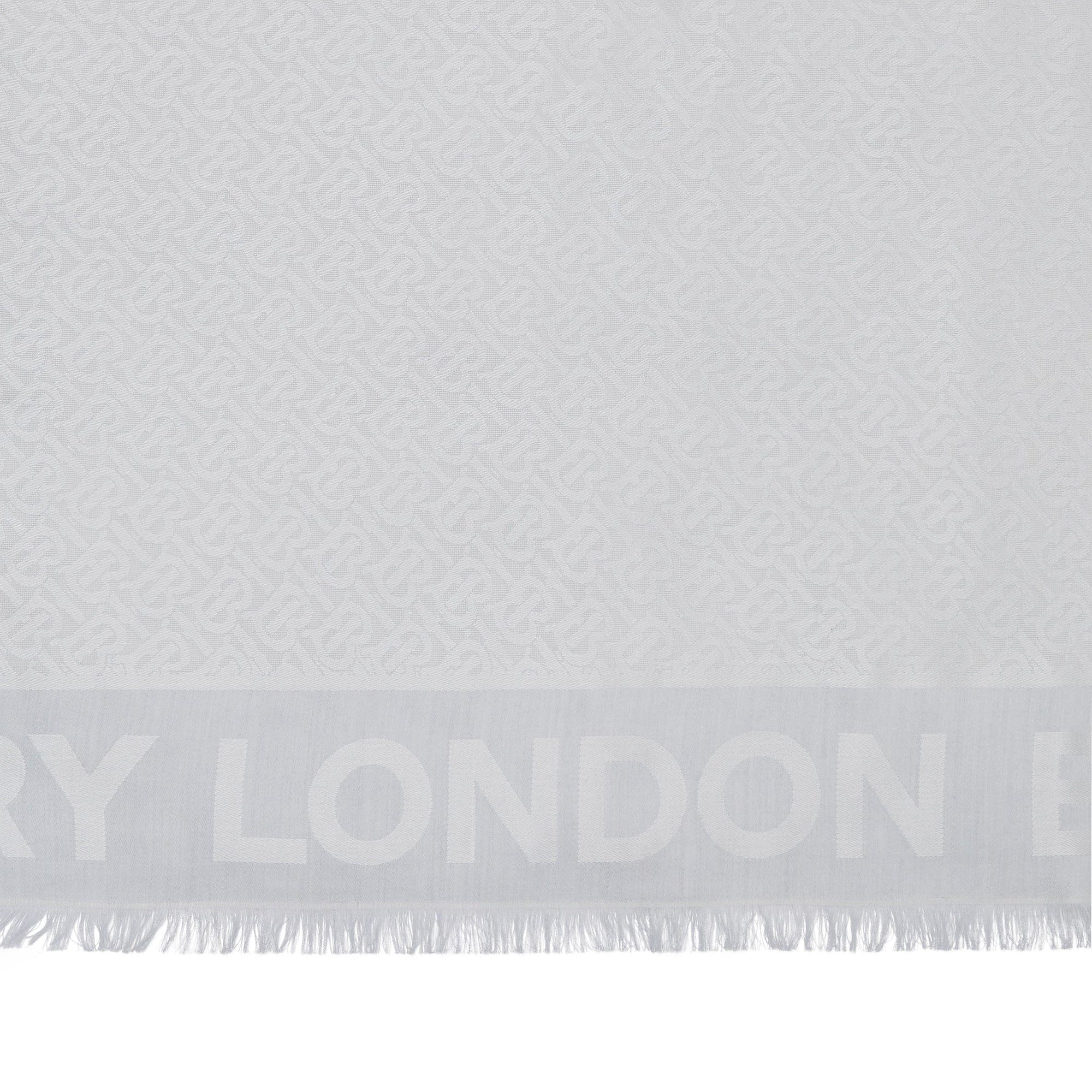 Grand carré de soie et laine en jacquard monogram - Gris galet clair