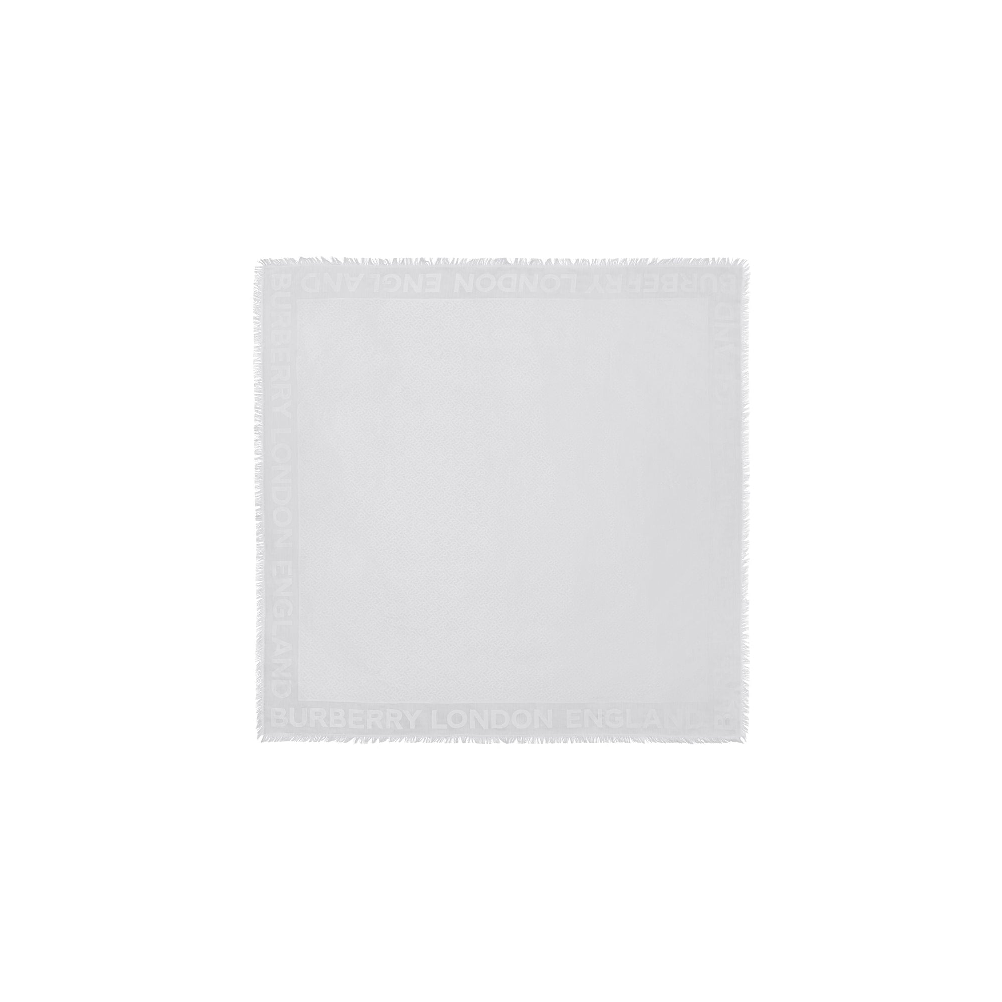 Grand carré de soie et laine en jacquard monogram - Gris galet clair