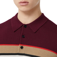 DEEP MERLOT Polo en laine mérinos à rayures iconiques