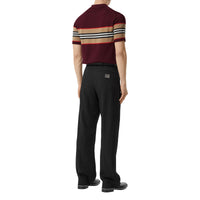 DEEP MERLOT Polo en laine mérinos à rayures iconiques