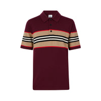 DEEP MERLOT Polo en laine mérinos à rayures iconiques