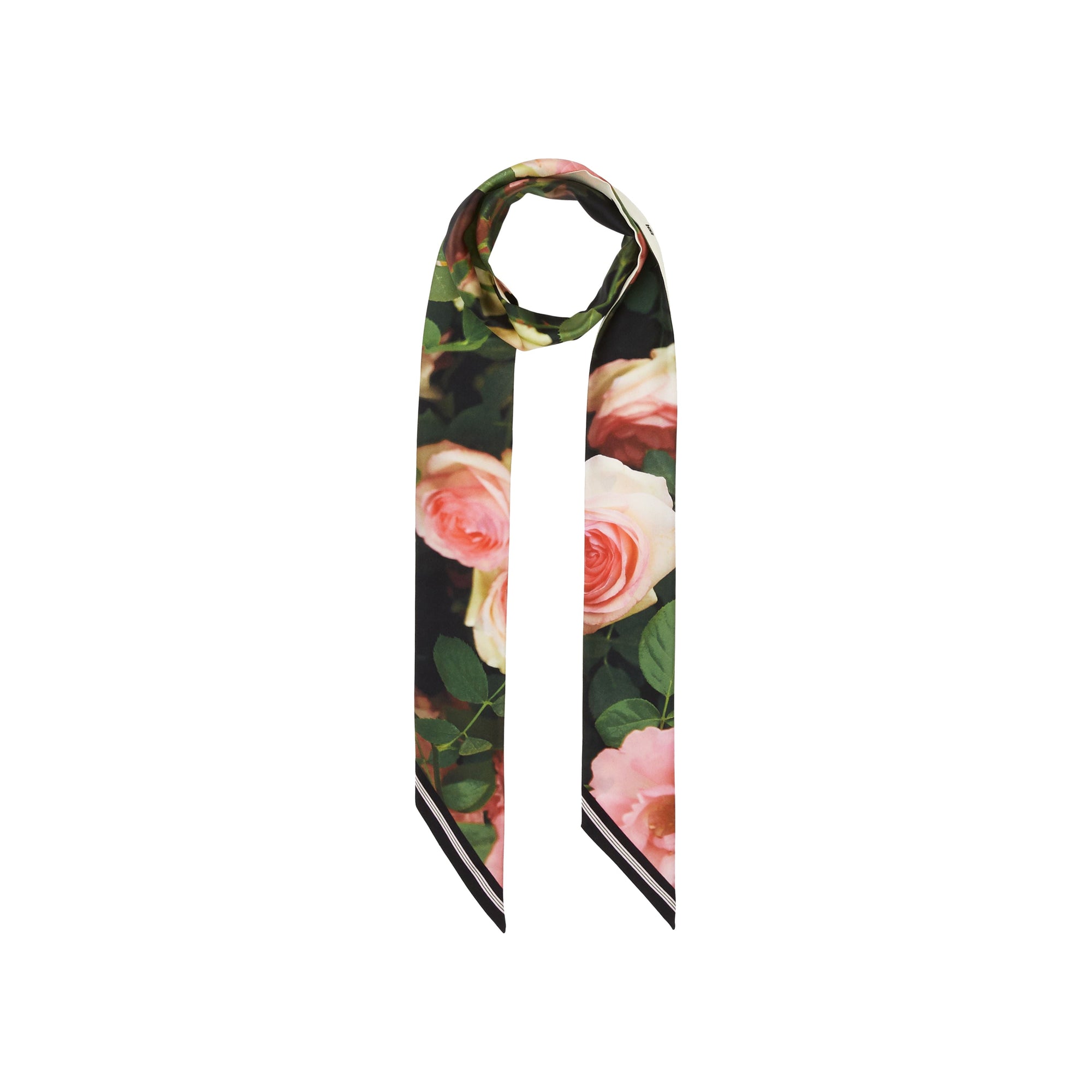 Foulard ultrafin en soie à imprimé floral - Rose pink