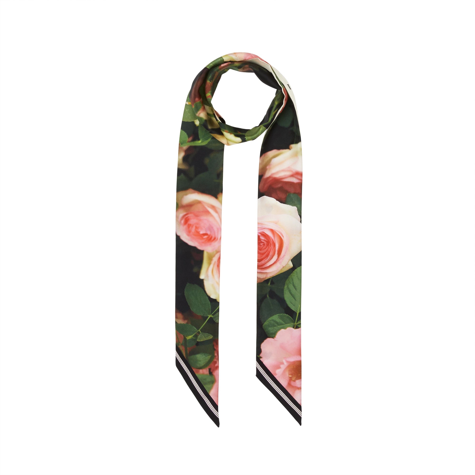 ROSE PINK Foulard ultrafin en soie à imprimé floral