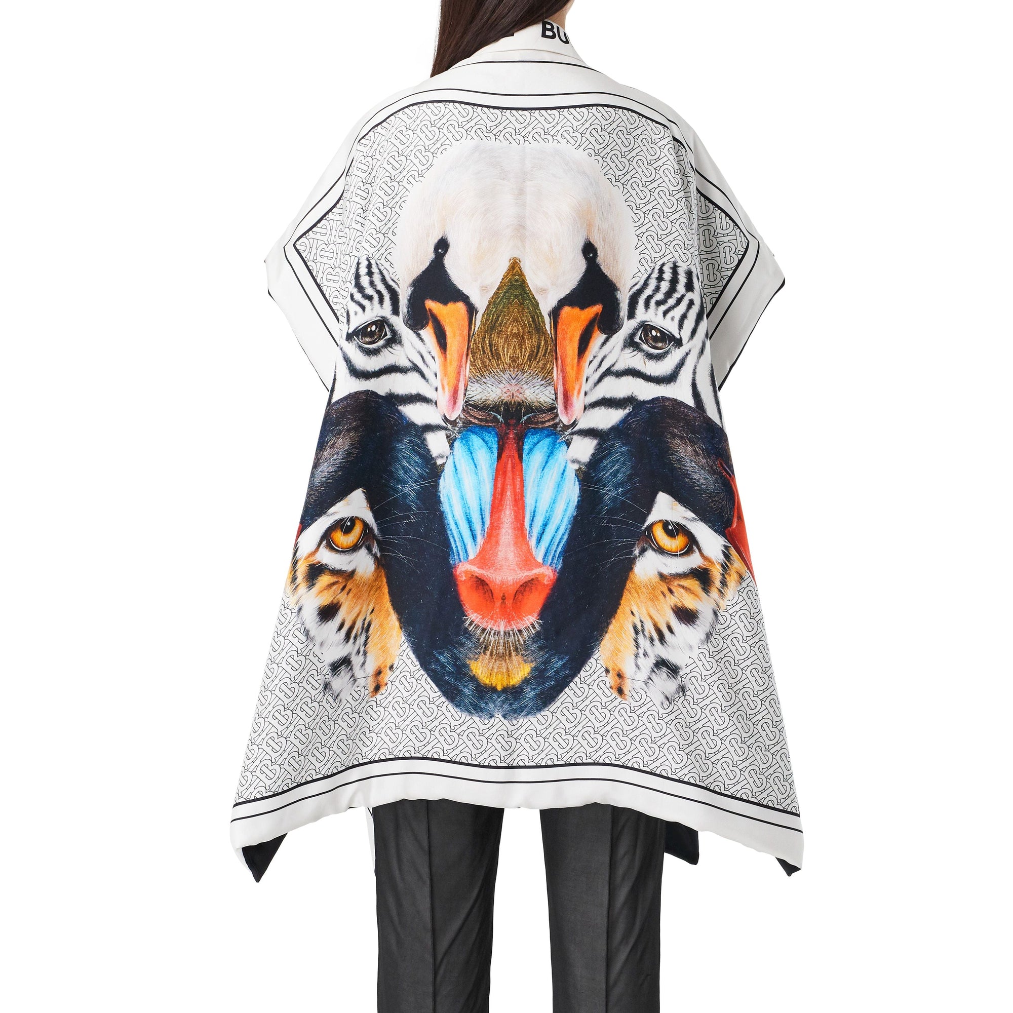 Cape en sergé de soie à imprimé animalier - Multicolore