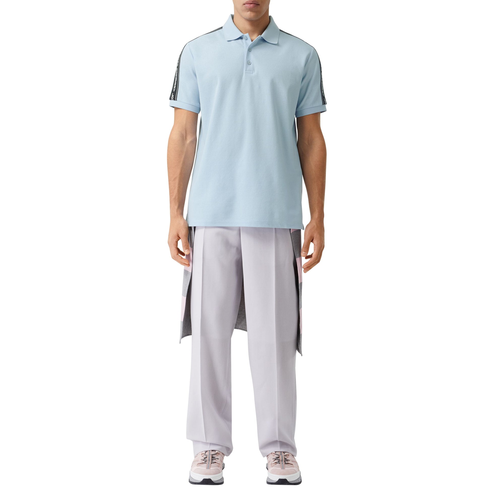 PALE BLUE Polo en piqué en coton avec bandes à logo