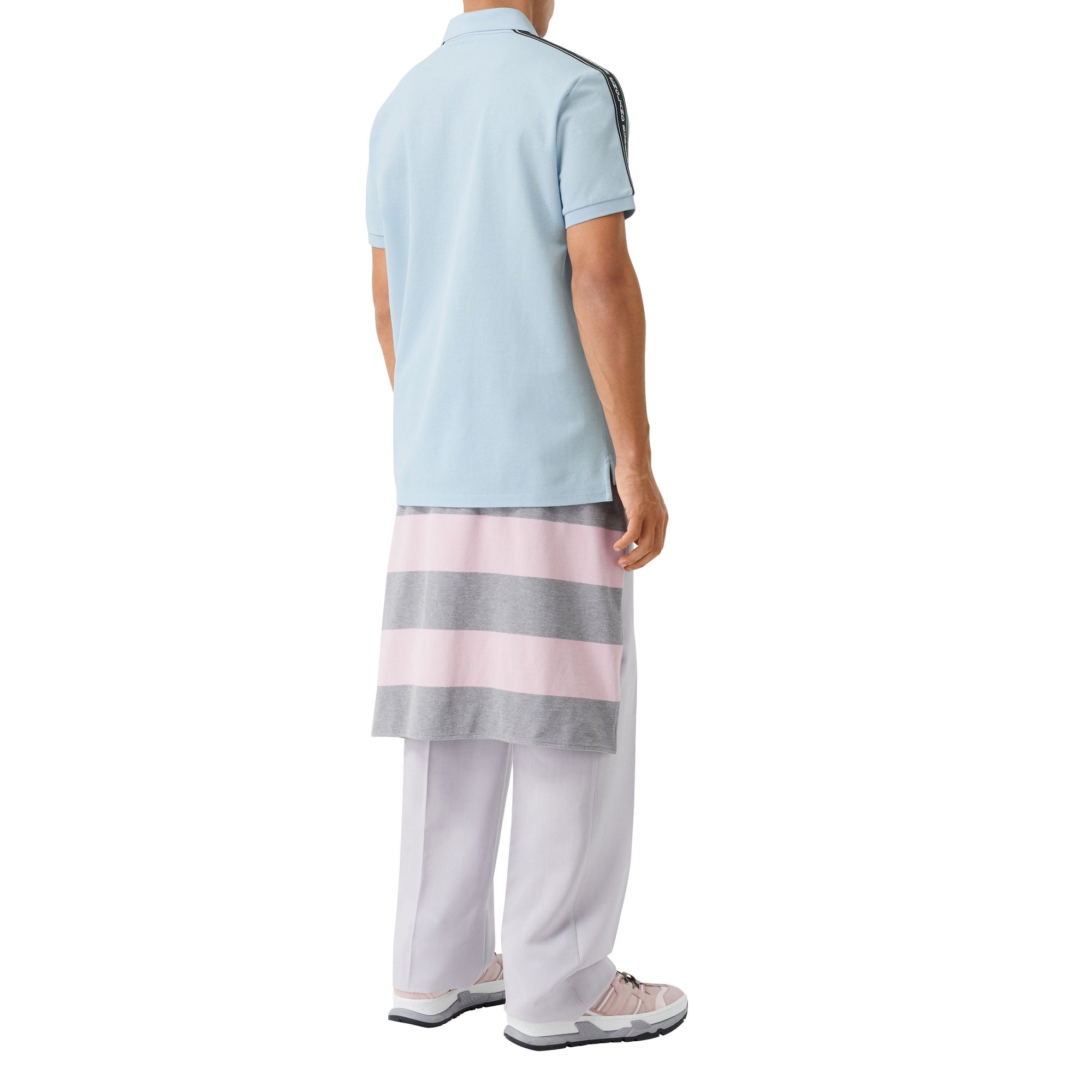 PALE BLUE Polo en piqué en coton avec bandes à logo