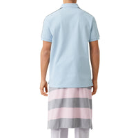 PALE BLUE Polo en piqué en coton avec bandes à logo