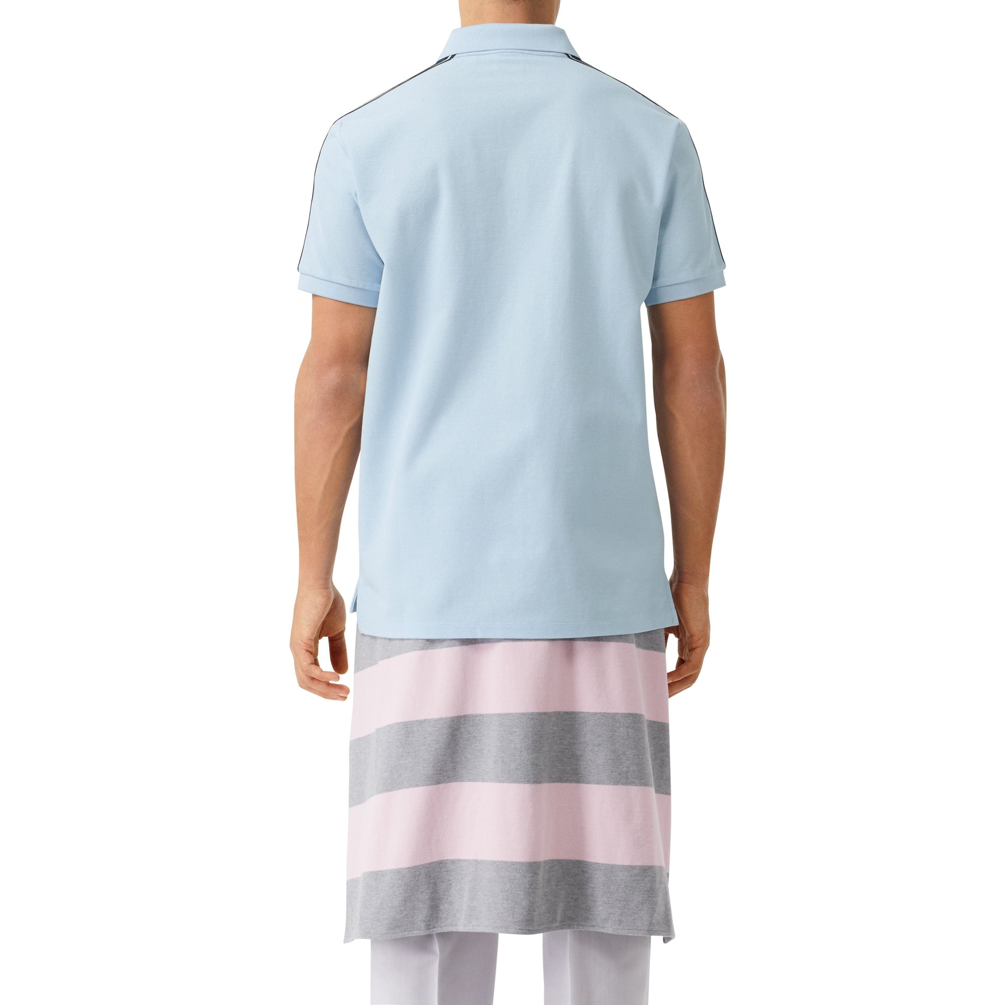 PALE BLUE Polo en piqué en coton avec bandes à logo