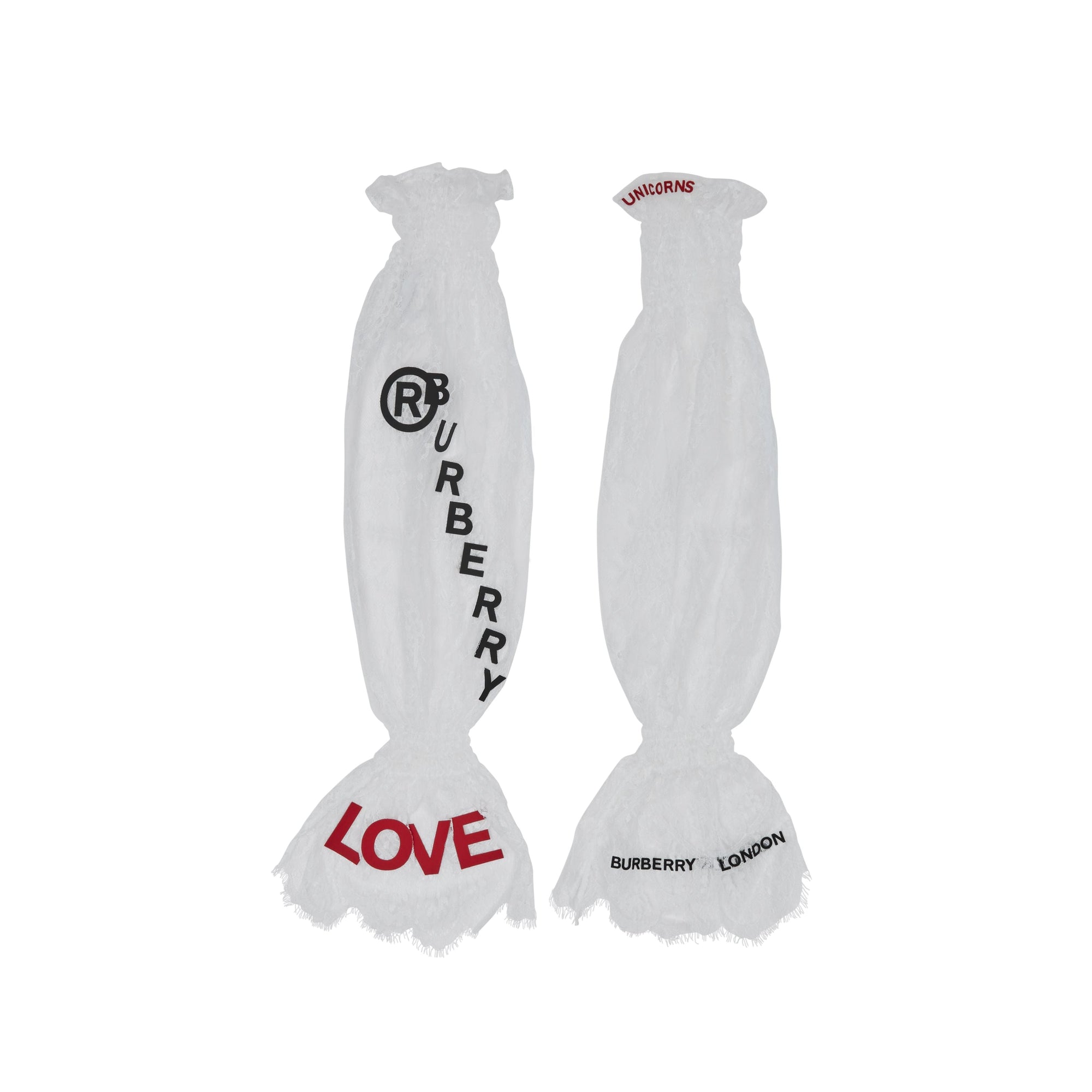 Manches bouffantes en dentelle de chantilly avec logo - Blanc