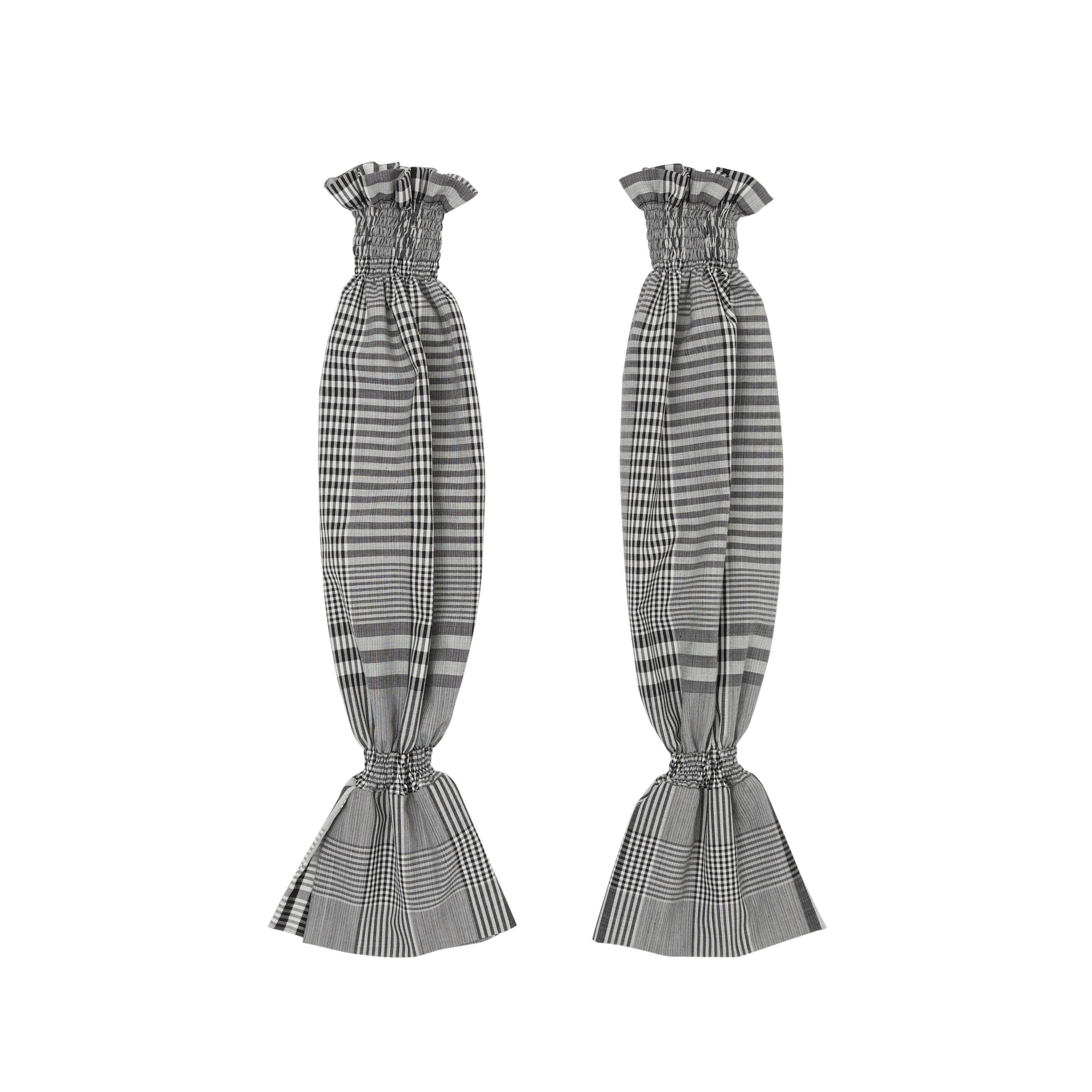 Manches bouffantes en laine technique check - Noir & blanc