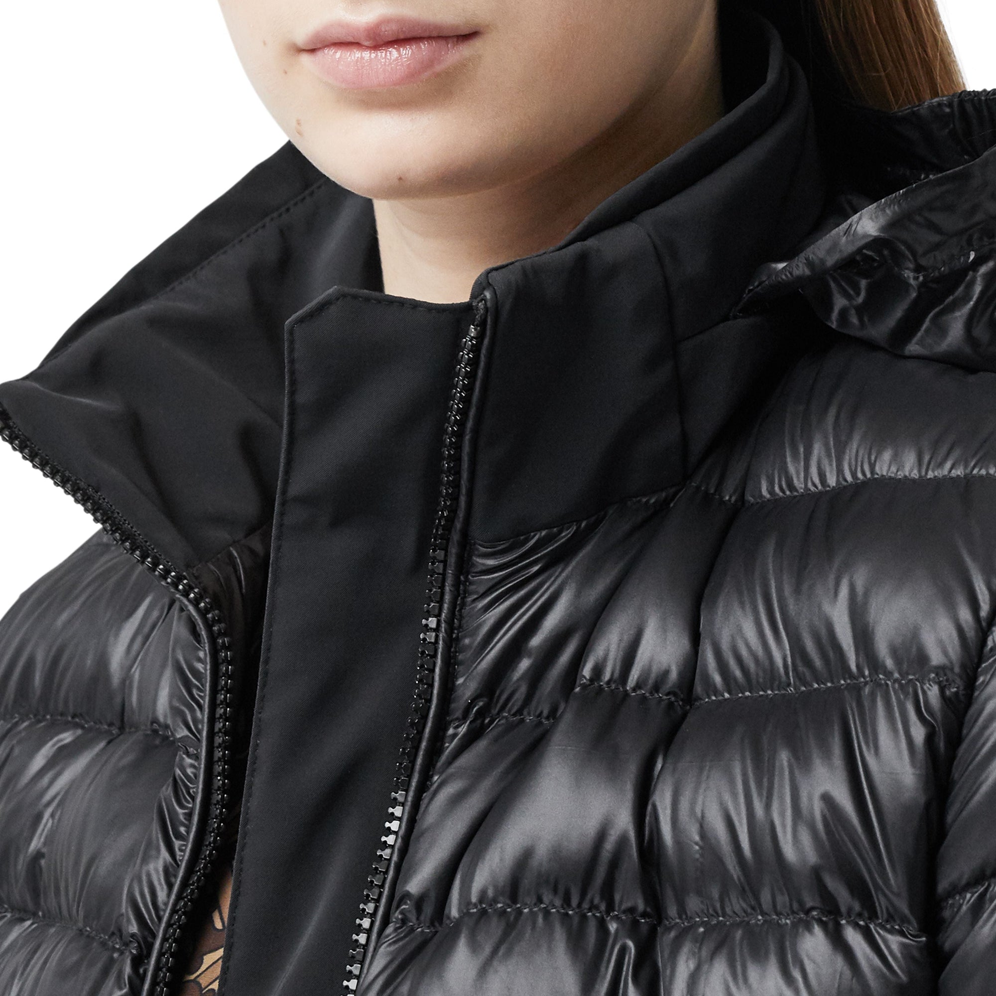 BLACK Doudoune péplum avec capuche repliable